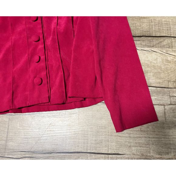 Leslie Fay Jacket - Pink Faux Suede Button Front Blazer Jacket Women Size 12 - Picture 8 of 10